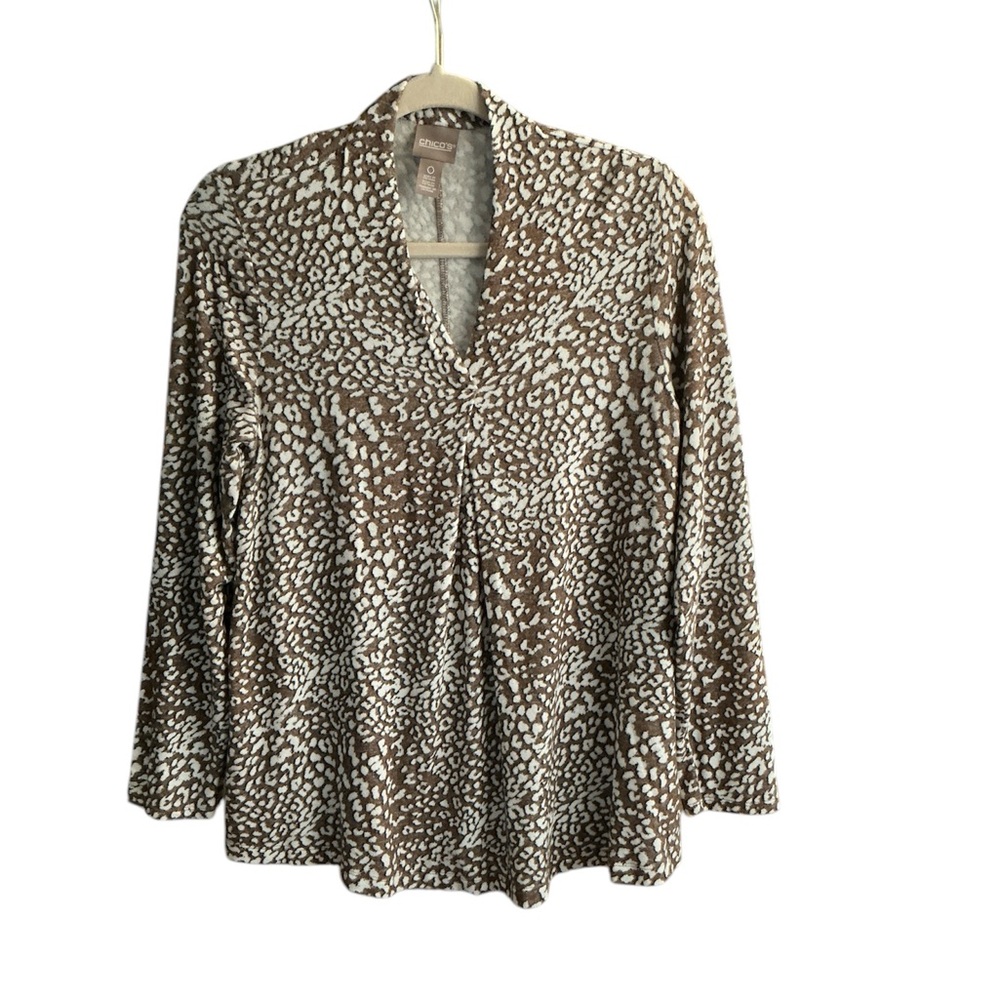 Animal Print Soft Knit TopV Neck Animal Print Tunic - Size 0